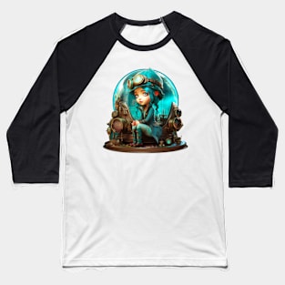 Steampunk Cute Girl Baseball T-Shirt